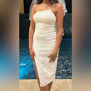 Elegant Sequin White Dress